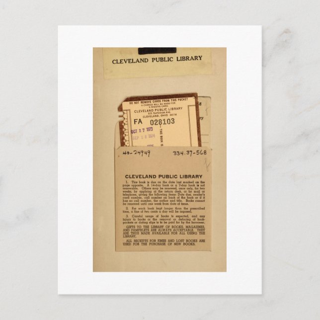 Terminkarte und Briefmarke der Bibliothek Postkarte (Vorderseite)