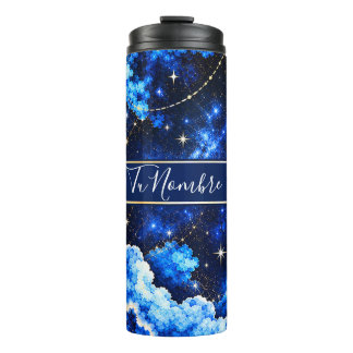 Termo personalizable | Cielo estrellado azul y lun Thermosbecher