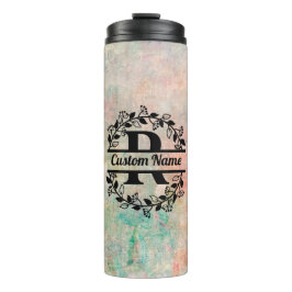 Termo R Floral Monogram Letter Thermosbecher