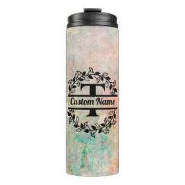 Termo T Floral Monogram Letter Thermosbecher