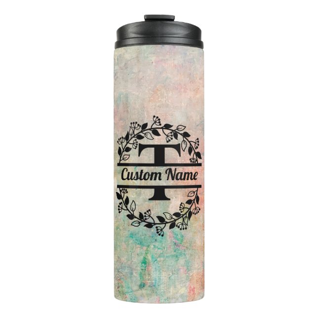 Termo T Floral Monogram Letter Thermosbecher (Vorderseite)