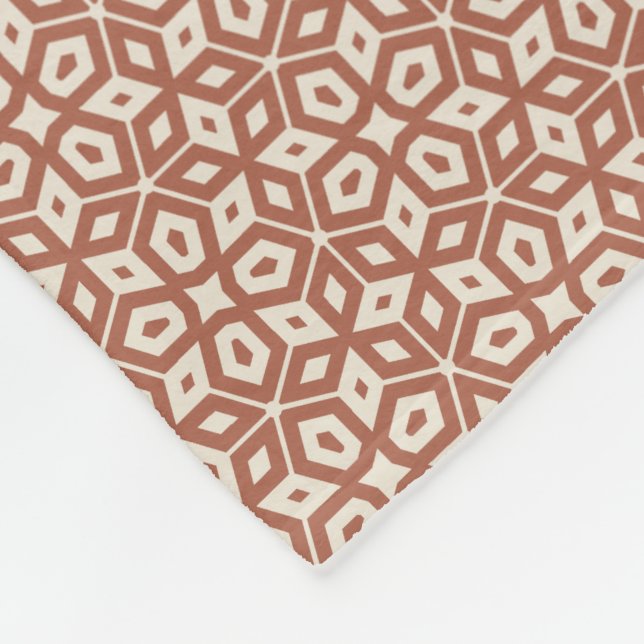 Terra Cotta Abstrakt Geometric Mosaic Gemustert Fleecedecke (Ecke)