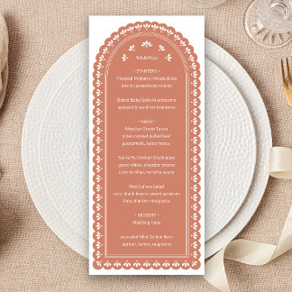 Terra Cotta Arch Herbstmenü Hochzeit Menükarte