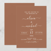 Terra Cotta Boho Wedding Modern Simple
