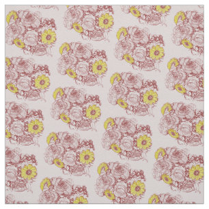 Terra Cotta Espery Daisy Rose Bouquet Stoff
