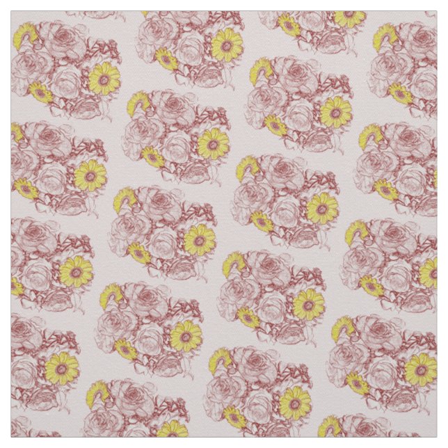 Terra Cotta Espery Daisy Rose Bouquet Stoff (Muster)