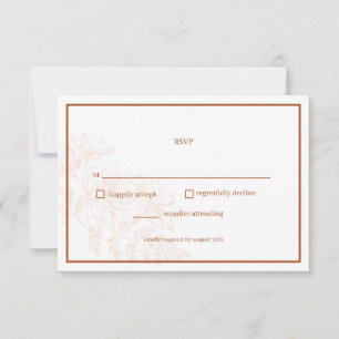 Terra Cotta Floral Simple Mariage Carte RSVP