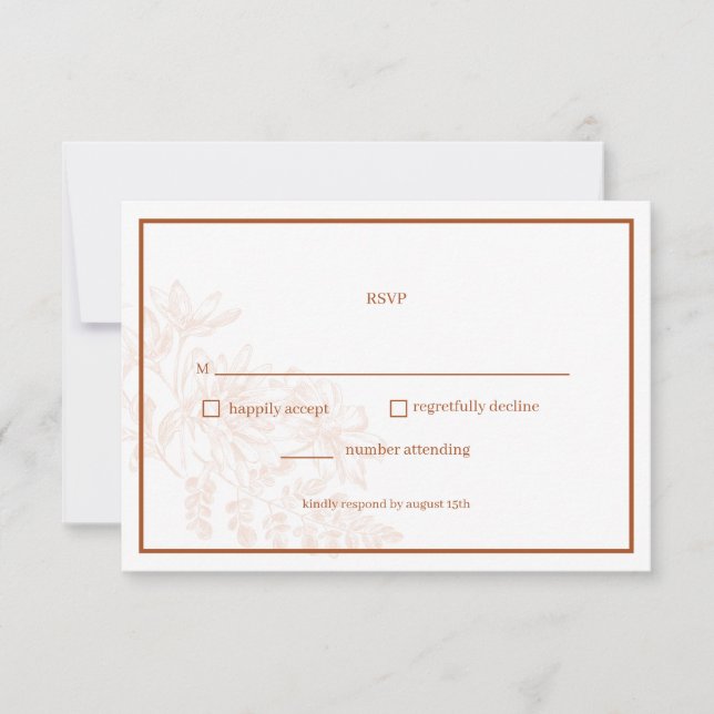 Terra Cotta Floral Simple Wedding RSVP Card (Vorderseite)