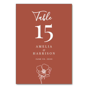 Terra Cotta Floral Wedding Kleine Tischnummer
