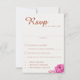 Terra Cotta Floral Wedding RSVP Karte