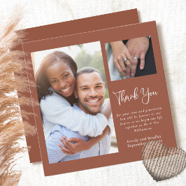 Terra Cotta Foto Simple Wedding Dankeschön Card Einladung