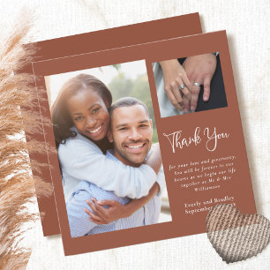 Terra Cotta Foto Simple Wedding Dankeschön Card Einladung