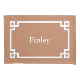 Terra Cotta Greek Key Monogram Standard Kissenbezug