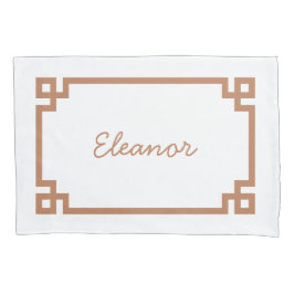 Terra Cotta Greek Key Monogram Standard Kissenbezug