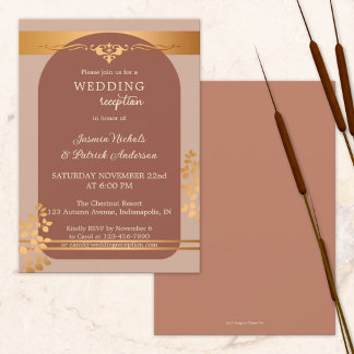 Terra Cotta Kupfer Hochzeit im Herbst Empfang Einladung