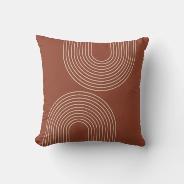 Terra Cotta Minimalistisch Abstrakt Kissen (Vorderseite)