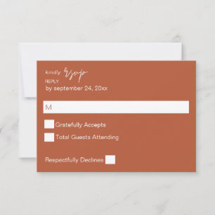 Terra Cotta MOD Calligraphy no Meal UAWG RSVP Karte