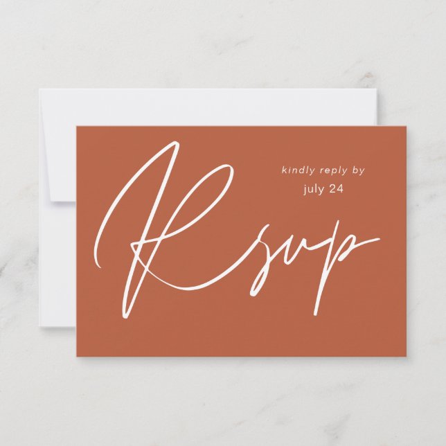 Terra Cotta MOD Calligraphy w Meal RSVP Card (Vorderseite)