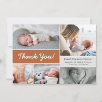 Terra cotta Orange Foto Collage Baby Boy Birth