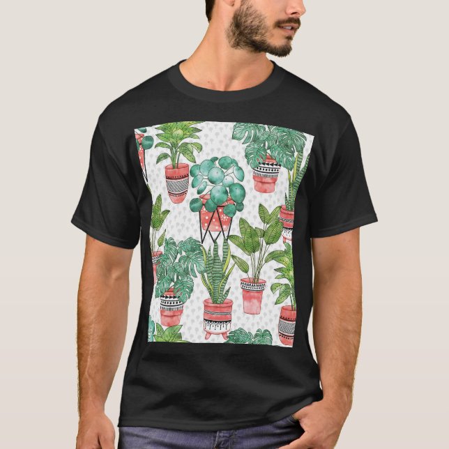 Terra Cotta Pflanze Pots Pattern. T-Shirt (Vorderseite)