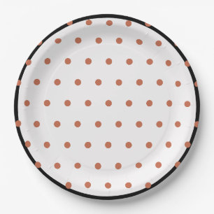 Terra Cotta Polka Dots Black Trim Pappteller