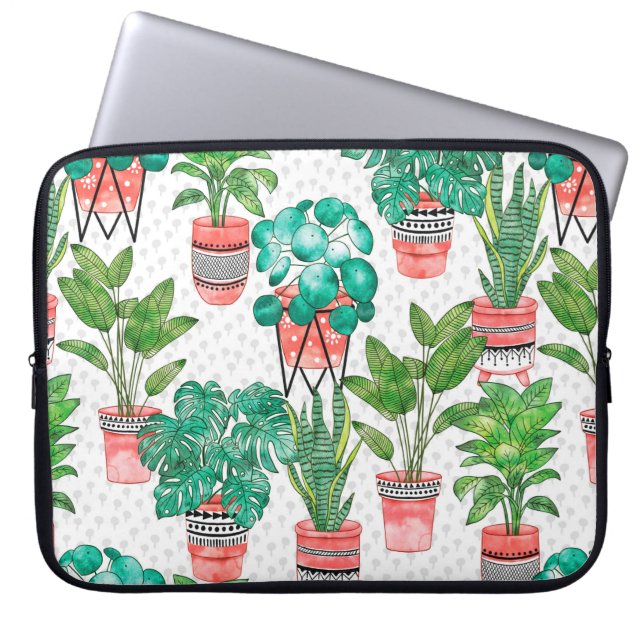 Terra cotta Pots Pflanze Aqua House Nahtlos  Laptopschutzhülle (Vorderseite)