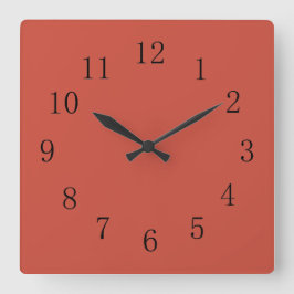 Terra Cotta Red Earth Tone Quadratische Wanduhr