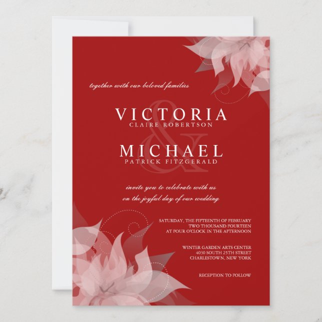 Terra Cotta Red & White Floral Wedding Einladungen (Vorderseite)