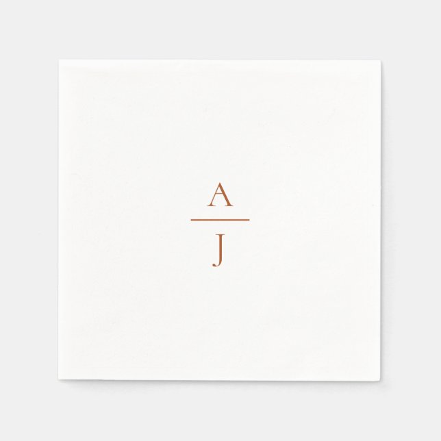 Terra Cotta Simple Monogram Wedding Napkins Serviette (Vorderseite)