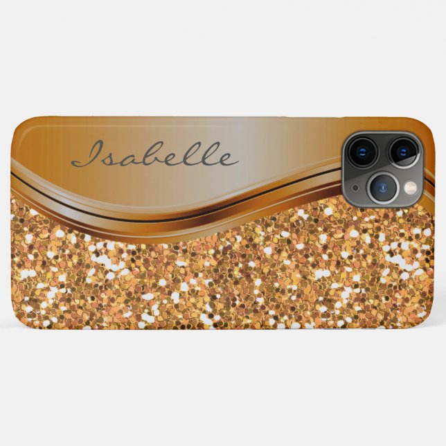 Terra Cotta Sparkle Glam Bling Personalisiert Meta Case-Mate iPhone Hülle (Rückseite (Horizontal))