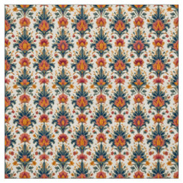 Terra Cotta und Green Vintag Damask Stoff