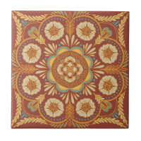Terra Cotta und türkisfarbene Keramik Tile