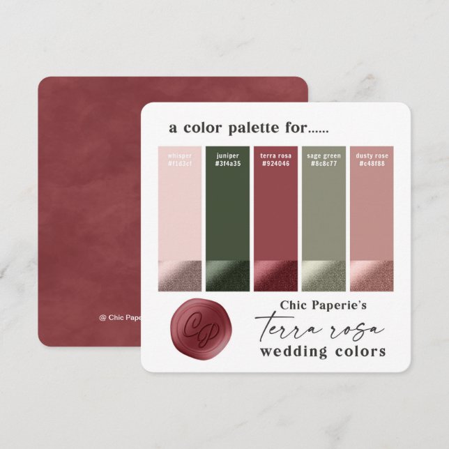 Terra Rosa Rosa Summer Wedding Color Card Einladung (Vorne/Hinten)