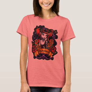Terra-Rose tätowiertes dunkles T-Shirt