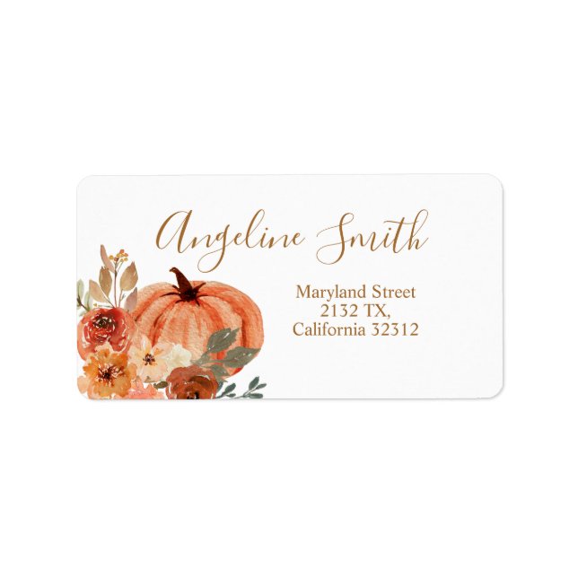 Terracota Pumpkin Boho Arch Floral Baby Dusche Adressaufkleber (Vorne)