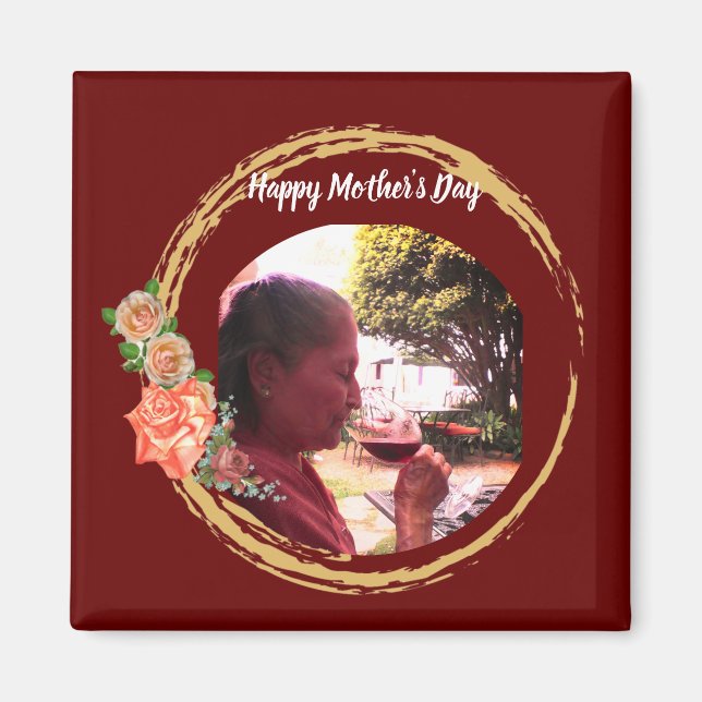 Terracota und Gold Mother's Day Custom Foto Magnet (Vorne)