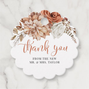 Terracotale Herbst Floral Vielen Dank für Ihre Unt Geschenkanhänger