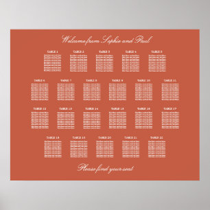 Terracotta 22 Tisch Hochzeit Sitzordnung Poster