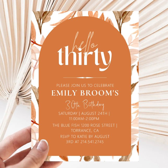 Terracotta 30. Geburtstag Boho Feier Einladung (Von Creator hochgeladen)