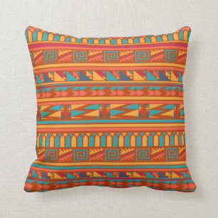 Terracotta Abstrakt Aztec Tribal Print Patches Kissen