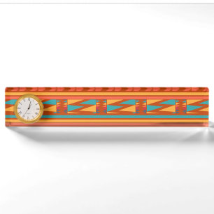 Terracotta Abstrakt Aztec Tribal Print Patches Namensplakette