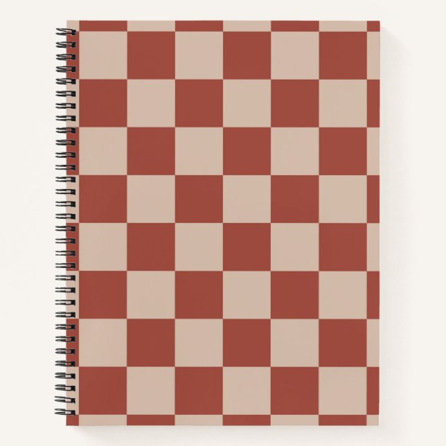 Terracotta and Tan Checkerboard Notizbuch (Vorderseite)