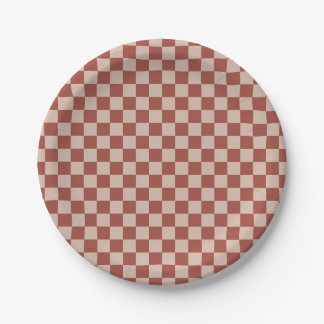 Terracotta and Tan Checkerboard Pappteller