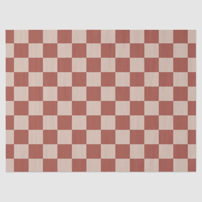 Terracotta and Tan Checkerboard Seidenpapier (Vorderseite)