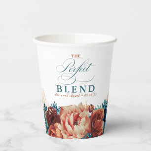 Terracotta Aquamarin Blue Floral Boho Die perfekte Pappbecher