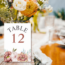 Terracotta Aquarell Blume Florenz Hochzeit im Herb Tischnummer