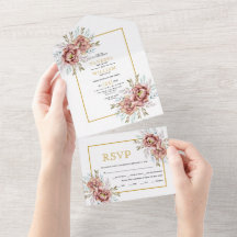 Terracotta Aquarell Blume Gold Hochzeit im Herbst