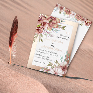 Terracotta Aquarell Blume Hochzeit Rose Gold Folieneinladung