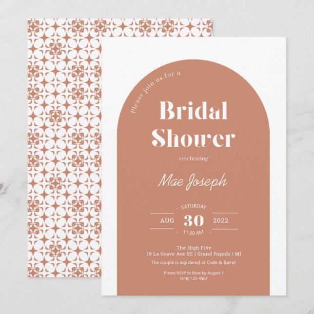 Terracotta Arch Bridal Dusche Einladung (Vorne/Hinten)