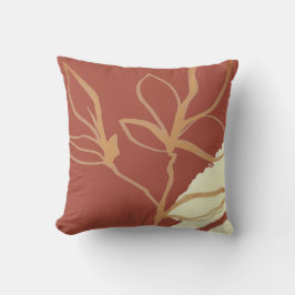 Terracotta Artistic Watercolor Leaf Design Thread  Kissen